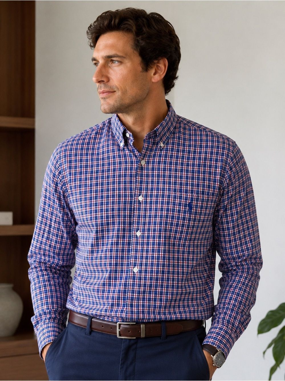 Ralph Lauren Blake Button-Down Shirt – Men’s XL Blue/Red Plaid Classic Fit